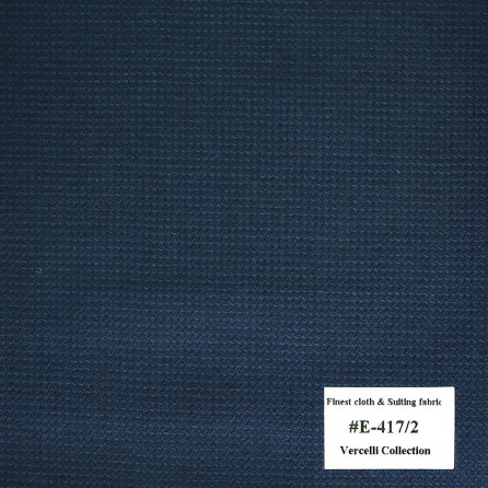 E-417/2 Vercelli V9 - Vải Suit 95% Wool - Xanh Dương Trơn